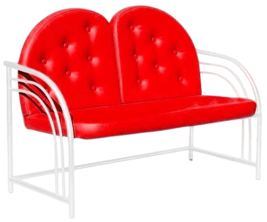 Купить диван для ожидания с пуговицами Д03, со спинкой, двухместный - цвет Dollaro Red с доставкой по России